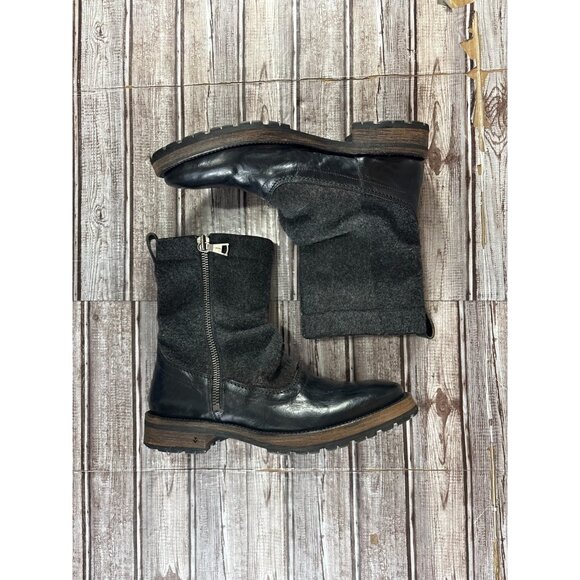 John Varvatos collection wool & Leather Boots sz 8 black grey hand made in Italy main image 10